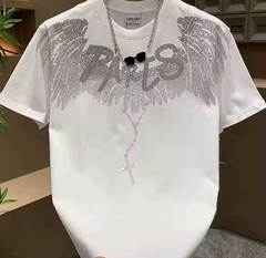 New Men Luxury Diamond Wings Rhinestones Fashion T-Shirt High Quality