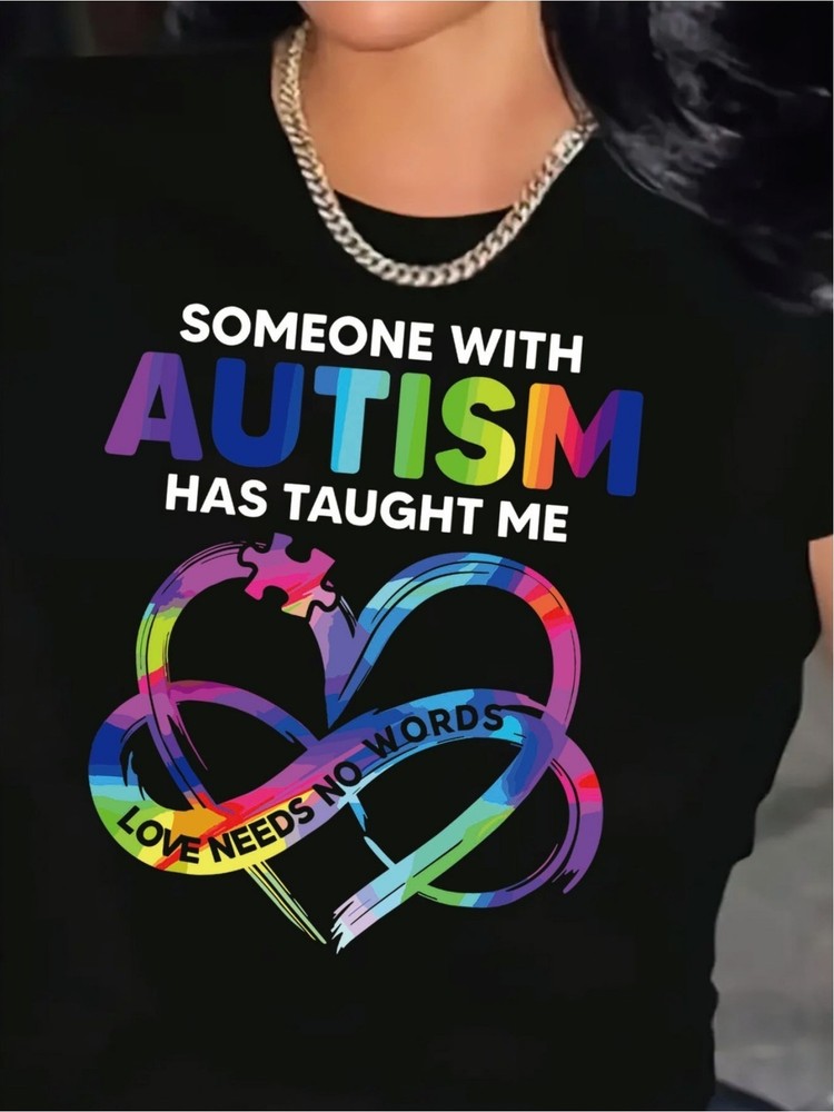 Someone with Autism Taught Me Graphic T-Shirt – Autism Awareness Puzzle Piece