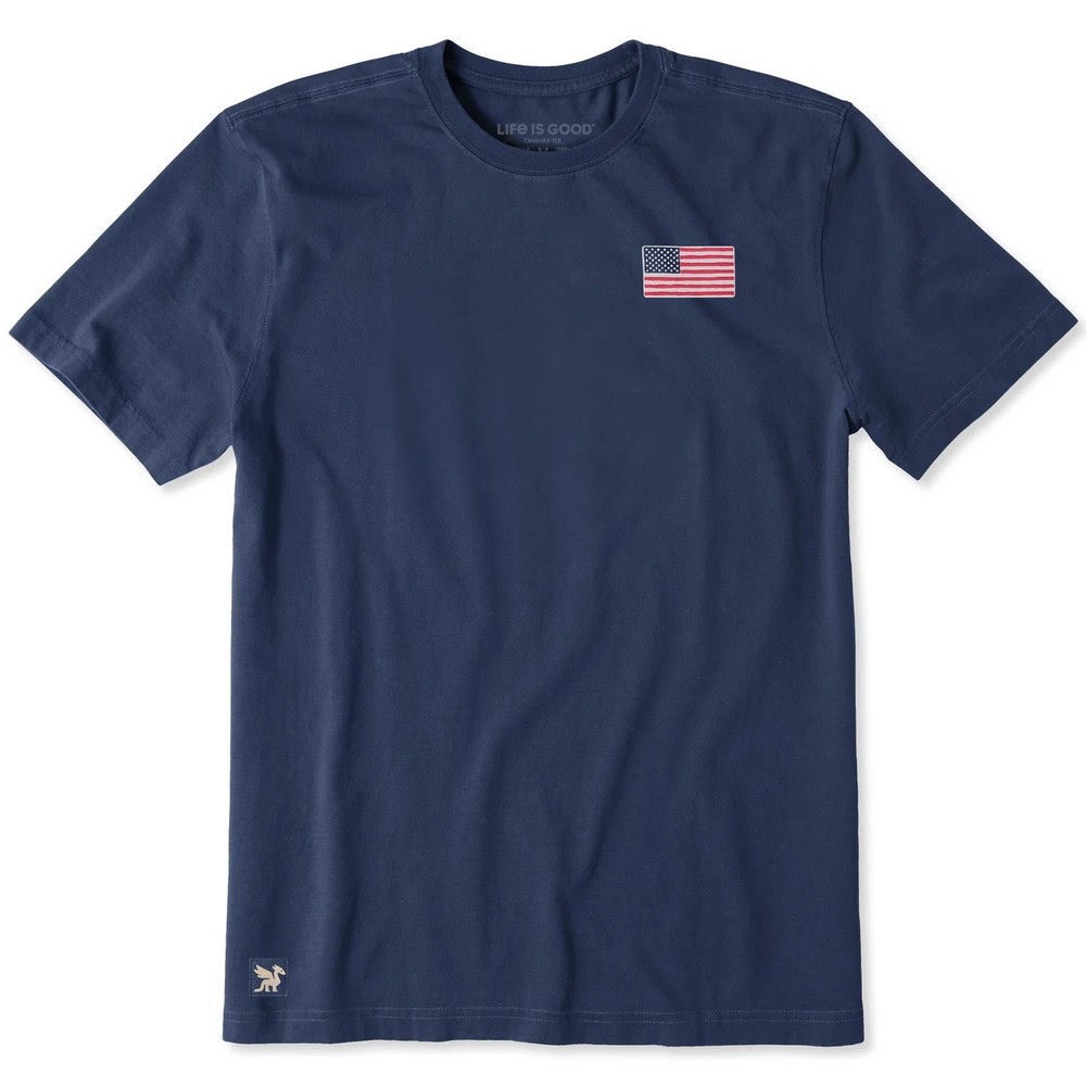 Life is Good. Men’s Old Glory Short Sleeve Crusher Tee, Darkest Blue