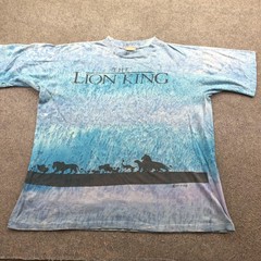 Vintage Lion King Shirt Mens XL Blue Simba Silhouette Graphic AOP Disney 90s