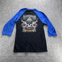 Shepherd’s Men Shirt Mens Medium Black Blue Raglan 3/4 Sleeve Graphic Tee