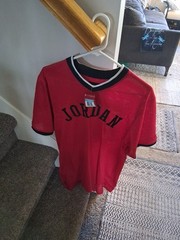 Nike Air Jordan #23 Mesh Red Short Sleeve Baseball Basketball Jersey Shirt Med