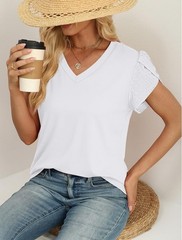 Womens Blouses Business Casual Spring Tops 2026 Summer Vacation Outfits Petal…
