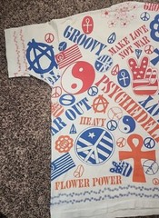 Vintage 80s Peace Love Not War Hippie Psychedelic Single Stitch AOP Shirt Sz XL