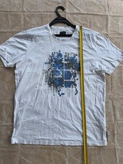 Fendi Roma Men’s Graphic T-Shirt Size IT 54 L-XL White Blue Pixel Art Cotton