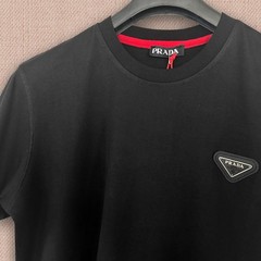 Prada Black T-shirt — Triangle Grey Logo Patch — Size 2XL– Tariff Paid