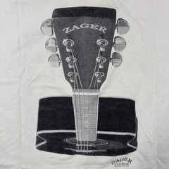 Zager Guitars T Shirt Mens XL White Graphic Tee EZ Play Guitar SEE PICS