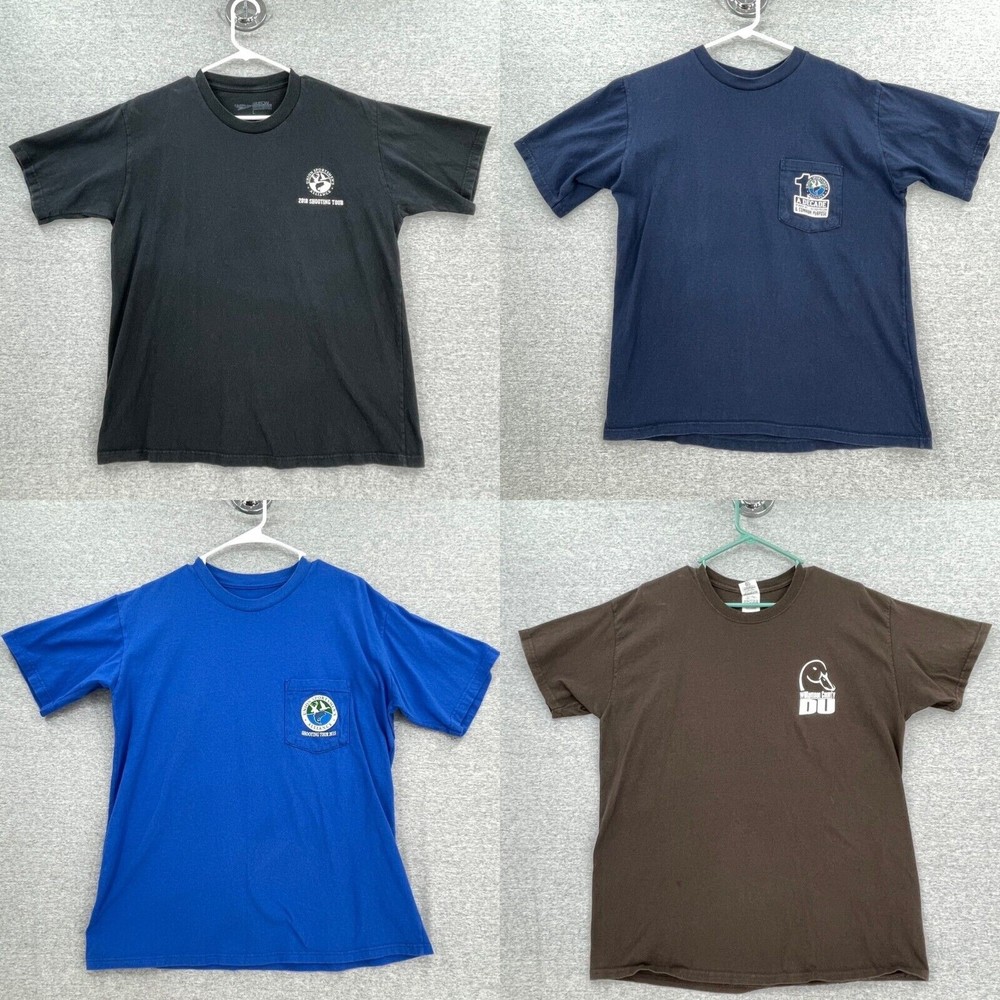 TShirts Mens Extra Large 4 PC Lot Cotton Tee Short Sleeve Hunting Shooting Tee