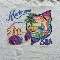 Vintage 80s Martinique Sunset Sailing Seashells Beach Destination Shirt Size M