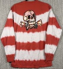 Vans Off The Wall Skull Tie Dye Long Sleeve Tee Medium Red White
