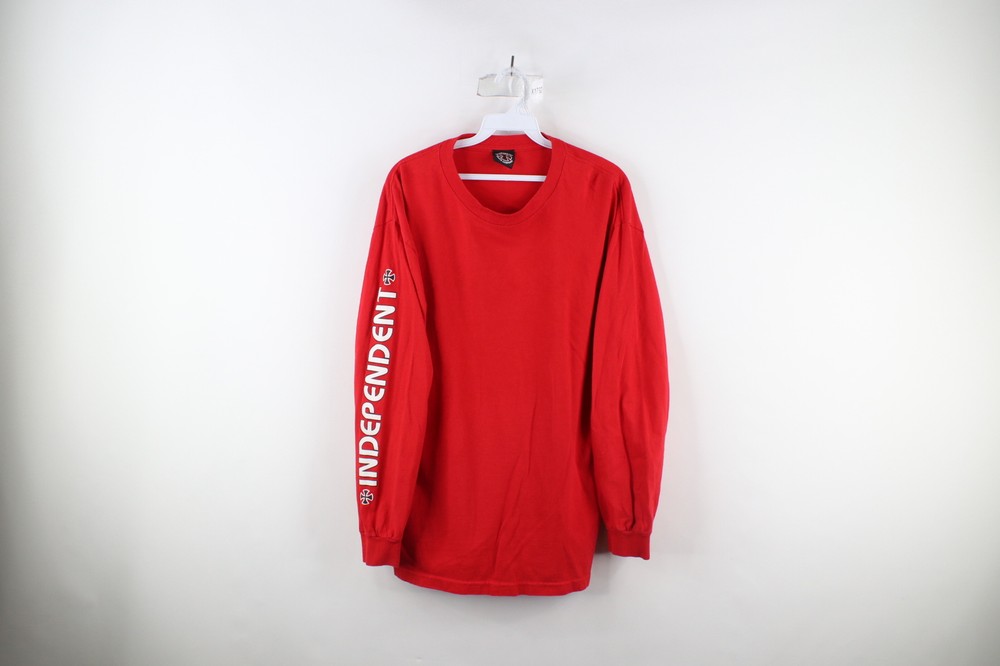 Vtg 90s Independent Skateboards Mens Medium Faded Spell Out Long Sleeve T-Shirt