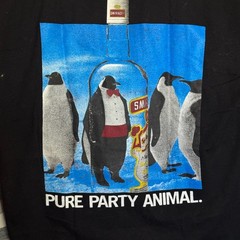 Vintage 90s Smirnoff Vodka Pure Party Animal Penguin Promo Shirt Black