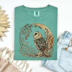 Celestial Cottagecore Barn Owl Moon Bird Wildlife Comfort Tee