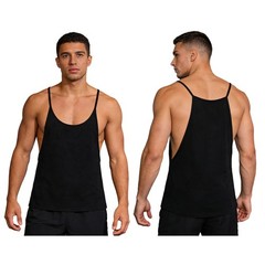 Men’s Tank Top Basic Vest Workout Shirts Gym T-Shirt Mesh Blouse Stripe Casual