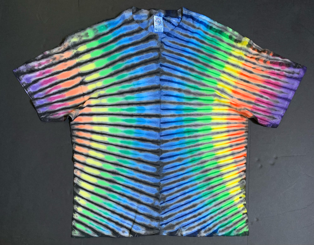 *New* 2XL – Sm Handmade Tie Dye, Bender Rainbow Black, Crew or V-Neck