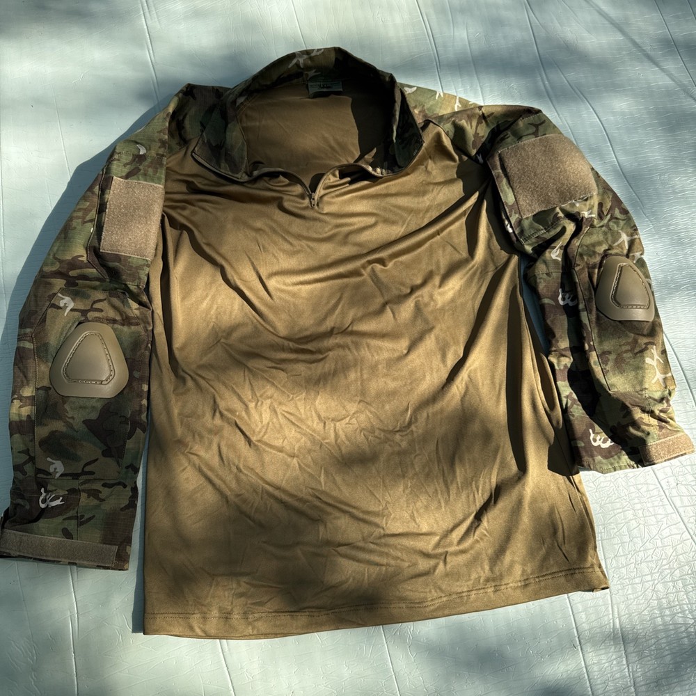 Mil-Tec Tactical Warrior Combat Shirt Woodland Camo Coyote Brown XL 10513555