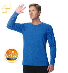 Mens Sports Shirt Long Sleeve UPF50+ Quick Dry Breathable Outdoor Fitness