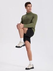 Mens Workout Shirts Long Sleeve Half Turtleneck Brushed Thermal Soft Mock Nec…
