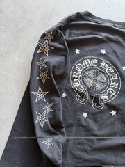 Vintage Chrome Hearts Black Long Sleeve Pocket Tee Star Graphic Print Size S