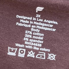 Fabletics Short Sleeve T-Shirt Mens 2X Chocolate Brown Cotton Modal Stretch
