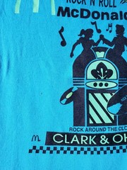 RARE Rock N Roll McDonald’s Shirt Vintage 80s Chicago LG teal Single Stitch