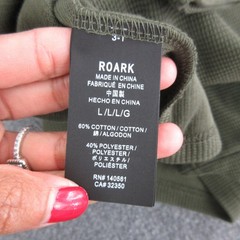 Roark Henley Shirt Mens Large Green Long Sleeve Thermal Pocket Casual Top