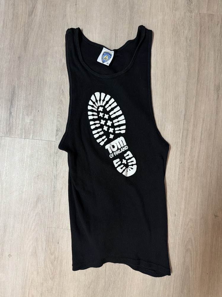 Tom of Finland Men’s Black Graphic Print Logo Tank Top Scoop Neck Sleeveless XL