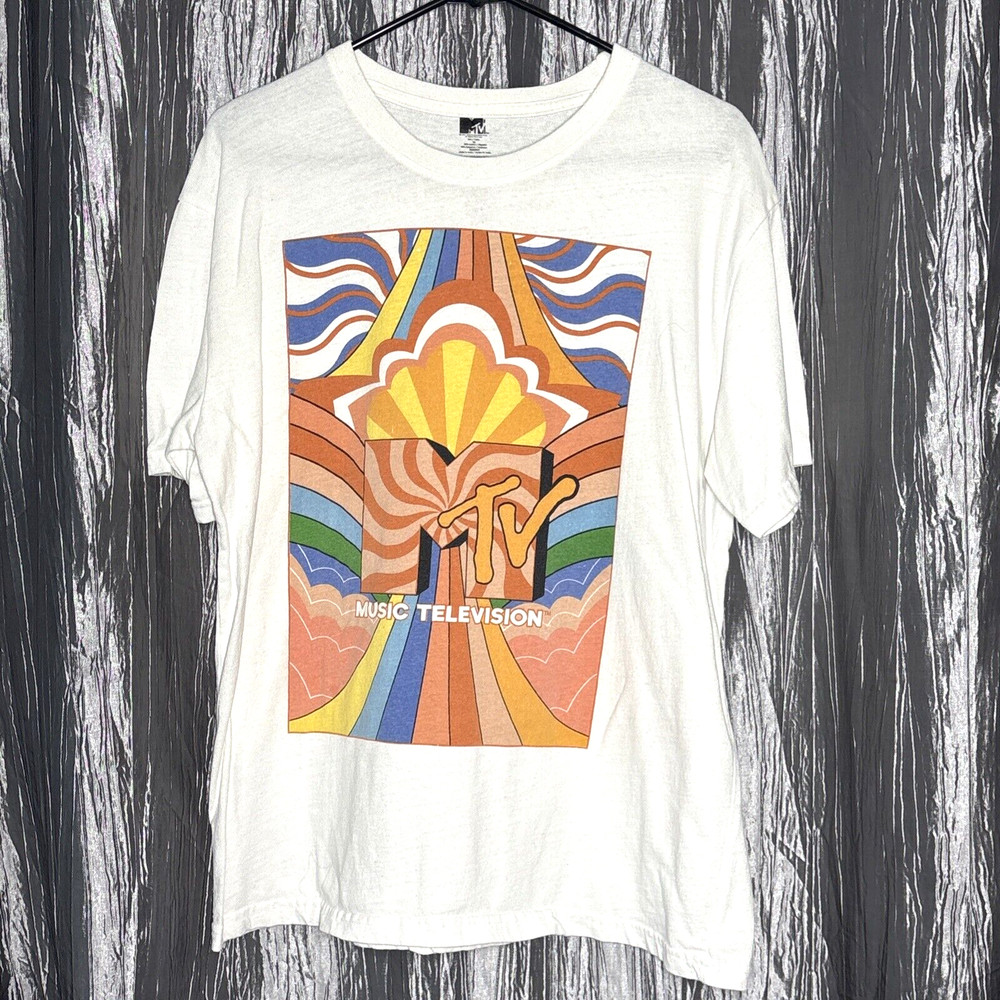 MTV Logo Colorful Unisex Tshirt Short Sleeve Size XL