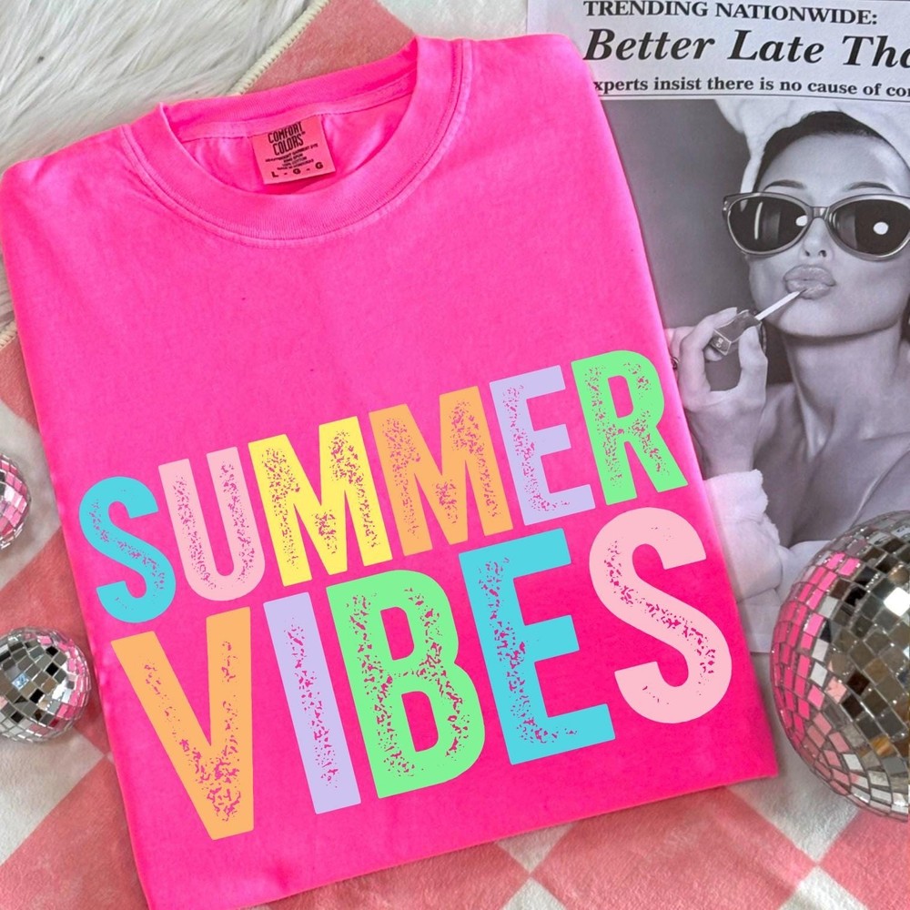 Comfort Colors Summer Vibes Tshirt Neon Trendy Summer Shirt Summer Shirt