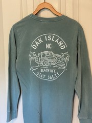 Oak Island Beach Life Green L/S T-Shirt Men’s S Stay Salty