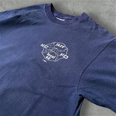 Vintage 80s Hanes Beefy-T IAFF Firefighters Navy Made USA