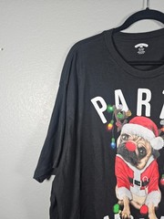 Holiday Time Unisex Sz 3XL Black PARTY ANIMAL Christmas Funny Tshirt Santa Pug