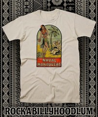 Retro Tiki T Shirt Bar Mug Restaurant Naval Maneuvers Hula Girl WW2