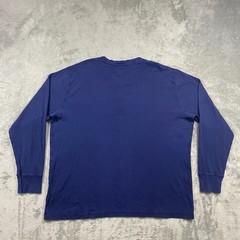 Lands’ End Henley Shirt Men’s XL Navy Blue Long Sleeve Vertical Rib Knit Cotton