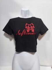 Deftones crop top red glitter deftones baby tee deftones shirt sizes xs to xl