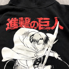 Attack On Titan Hoodie Mens Small Black Red Long Sleeve Drawstring Anime