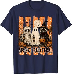 Halloween Spooky and Feral Raccoon Mummy Men Women Kid T-Shirt