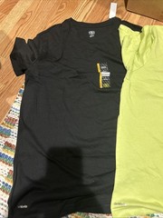 (2) Athletic Works Shirt Mens Large Moisture Wicking Crew Tee Black and Green
