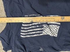 Lee Jeans Mens T Shirt Size M Blue American Flag Graphic on Front Short Sleeve