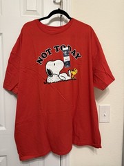 Peanuts Snoopy & Woodstock “Not Today” Red Graphic Crew Neck T-Shirt Men 3XL
