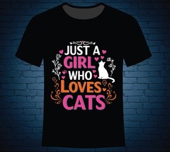 Just A Girl Who Loves Cats T Shirt Elegant Silhouette Kitty Heart Graphic Tee