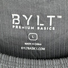 #1675 BYLT Premium Basics Drop-Cut Shirt Mens L Black Ribbed Modal Blend Tee