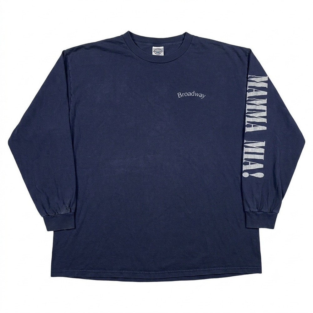 Vintage Y2K Mamma Mia! Broadway Musical Long Sleeve T-Shirt Mens XL Delta Navy