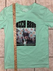Dutch Bros Coffee T- Shirt Large green Peace Sign Flower Power Hippie Love Work
