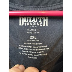 Duluth Trading Co Mens 2XL Relaxed Fit Longtail T Shirt Navy Blue Cotton Tee