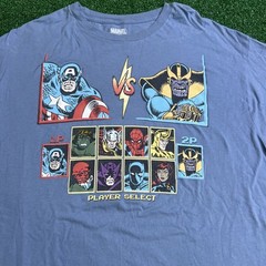 Marvel Player Select Captain America V Thanos Pixel Blue T-Shirt Mens Size XL