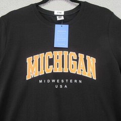 Michigan Midwestern USA Mens Graphic T-Shirt Black Stretch Crew Neck L New