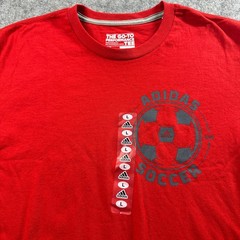 Adidas Soccer Performance Tee Mens Large Red Graphic Climalite T-Shirt