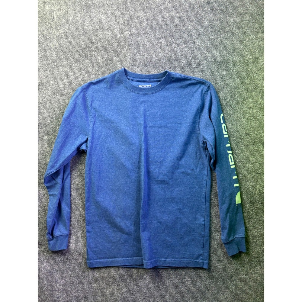 Carhartt Long Sleeve T-Shirt Mens Small Blue Graphic Logo Loose Fit TK0231-M