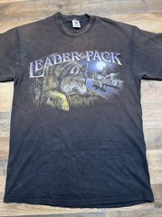 Motorcycle Biker Leader Of The Pack Wolf Graphic Shirt Size Large Delta NJ Faded